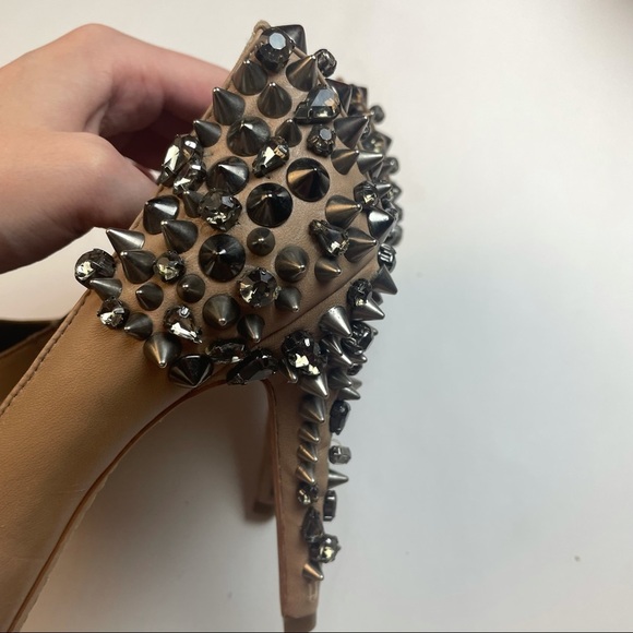 Sam Edelman Nude Spiked Leather Heels Size 6 - Picture 5 of 16